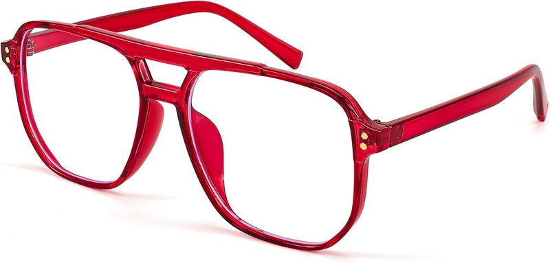 FEISEDY Blue Light Blocking Glasses Fake Nerd Clear Square Computer Lightweight Pilot Glasses Frame Oversized B2866 - Image 1